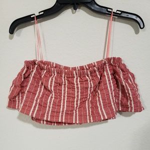 Lost + Wander Red/White Striped Crop Top